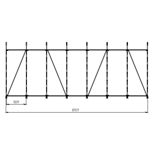 Стеллаж консольный ёлочка КСЕ 11,0х4,3_4т_14у_0,5