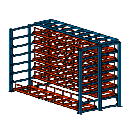 Кассетный выкатной стеллаж для длинномерного металлопроката Shelf Front 4,0х0,75_1т_7к_200