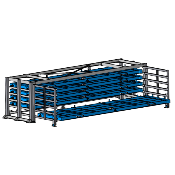 Стеллаж с выкатными кассетами SHELF PRO 6,0х1,5_С_3т_5к_МП