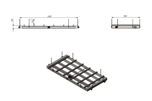Стеллаж с выкатными кассетами SHELF PRO 2,5х1,25_П_4т_5к_ДЗ_МП