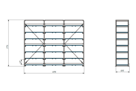 Стеллаж для заготовок со съемными полками SHELF SMART 1,5х1,0_3с_1,2_21п