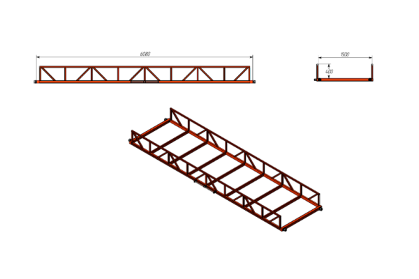 Кассетный выкатной стеллаж для длинномерного металлопроката Shelf Front 6,0х1,5_2т_5к_400