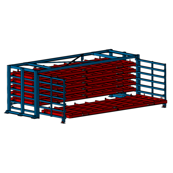 Стеллаж с выкатными кассетами  SHELF PRO 6,0х2,0_П_3т_6к_МП