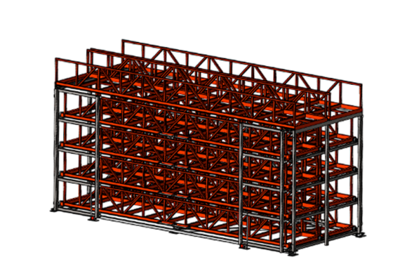 Кассетный выкатной стеллаж для длинномерного металлопроката Shelf Front 6,0х1,0_1т_4+1к_2с