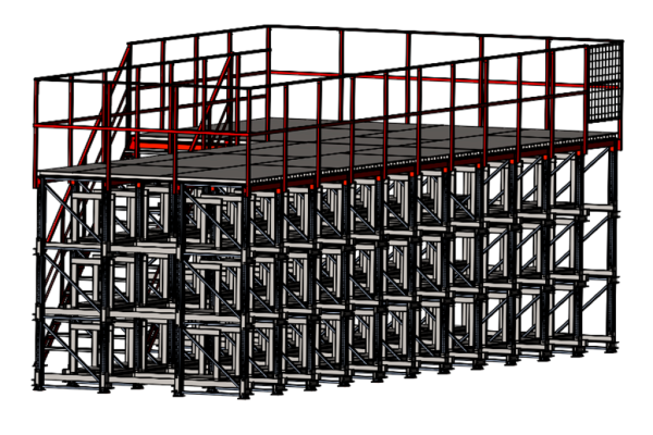 Сотовый выкатной стеллаж Shelf Long 5,0_3,0х0,6х0,6_3,0т_33я_М