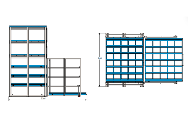 Стеллаж комбинированный кассетный SHELF DOUBLE 2,80х2,55_3т_4к+3п_зад_НСТ_НФЛ