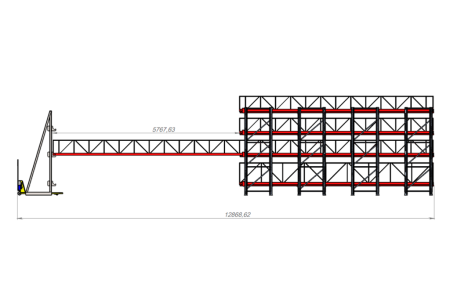 Сотовый выкатной стеллаж Shelf Long 6,0х0,6х0,6_0,4_0,5т_40я