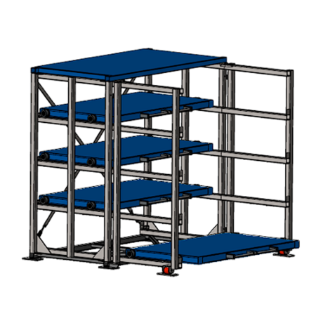 Стеллаж с выкатными платформами Shelf Hard 1,8х1,0_ 1т_4+1к