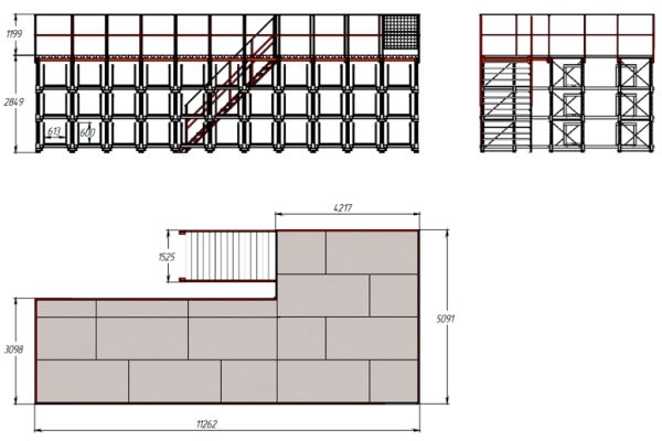 Сотовый выкатной стеллаж Shelf Long 5,0_3,0х0,6х0,6_3,0т_33я_М