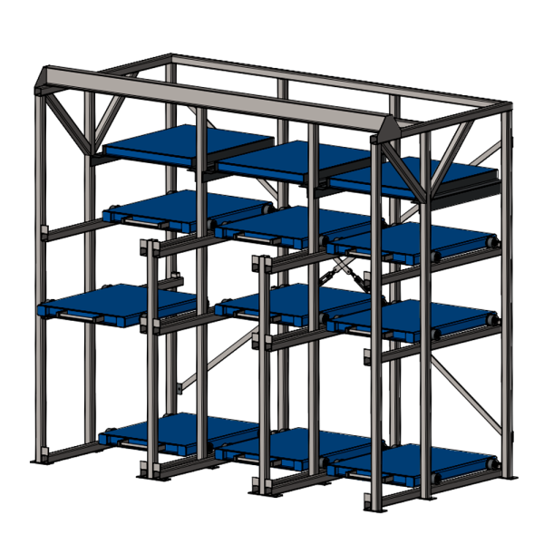 Комплексные системы стеллажей для хранения пресс-форм  Shelf Hard 0,8х1,0_2т_9+3 + таль