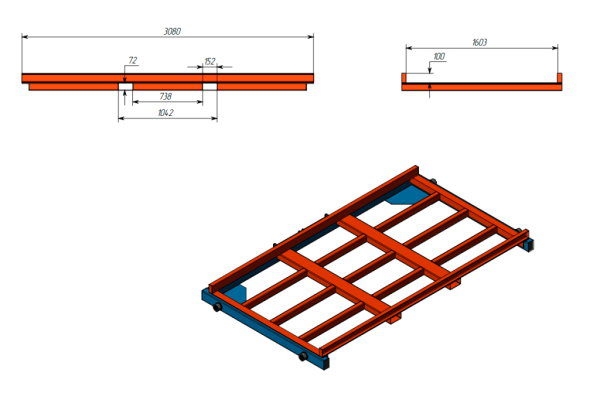 Стеллаж комбинированный кассетный SHELF DOUBLE 3,0х1,5_3т_7+8к_взк_зад_КР