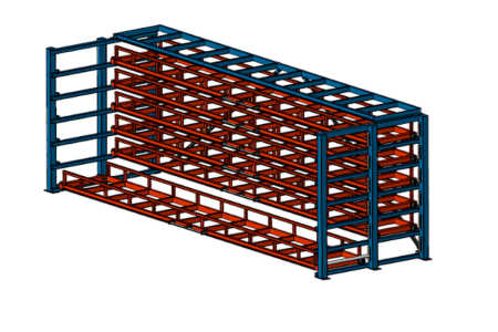 Кассетный выкатной стеллаж для длинномерного металлопроката Shelf Front 6,0х0,75_1т_6к_200