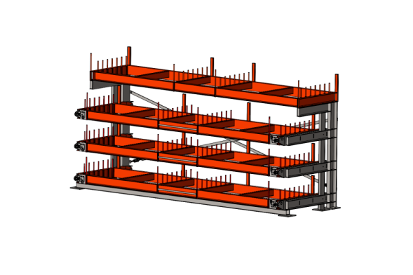 Стеллаж консольный выдвижной Shelf Rolling 4,0х0,8_1т_3+1к_56о вариант 2