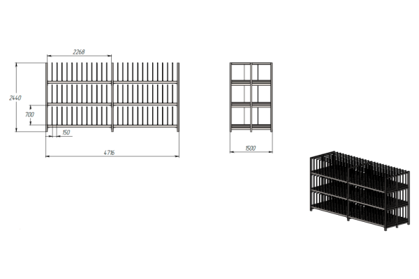 Стеллаж для хранения остатков листа Shelf Element 4,7х1,5х2,4_3,0т_6с_78я