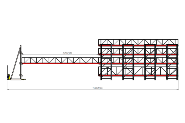Сотовый выкатной стеллаж Shelf Long 6,0х0,6х0,6_0,4_0,5т_8я