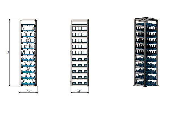 Стеллаж для заготовок со съемными полками SHELF SMART 0,7х0,85_3с_0,5т_33п