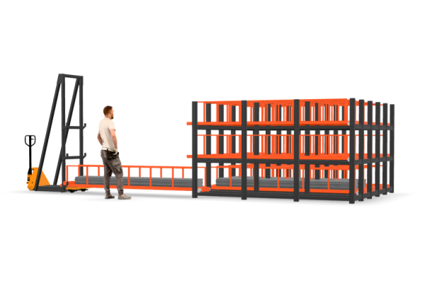 Сотовый выкатной стеллаж Shelf Long 3,2х0,4х0,4_0,5т_15я