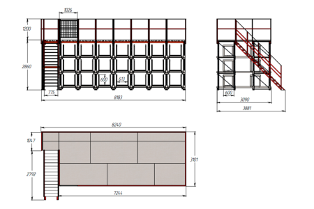 Сотовый выкатной стеллаж Shelf Long 3,0х0,6х0,6_3,0т_21я_М
