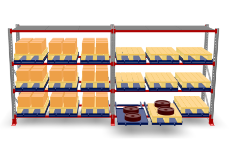 Стеллаж с выдвижными полками СВП1_0,8х1,2_0,5т_18+6п