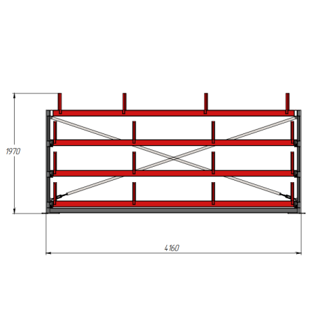 Стеллаж консольный выдвижной Shelf Rolling 4,0х0,8_1т_3+1к