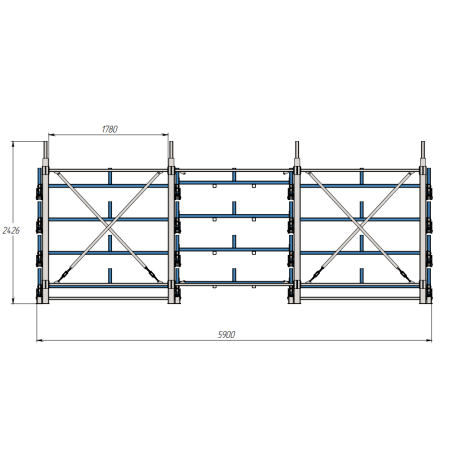 Стеллаж консольный выдвижной Shelf Rolling 5,9х0,5_2т_4+1к